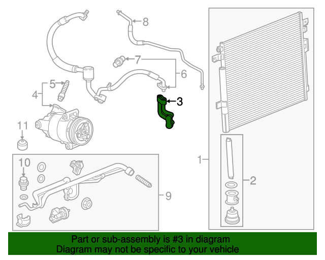 20152022 GM Air Conditioning Condenser Hose Assembly (to Air