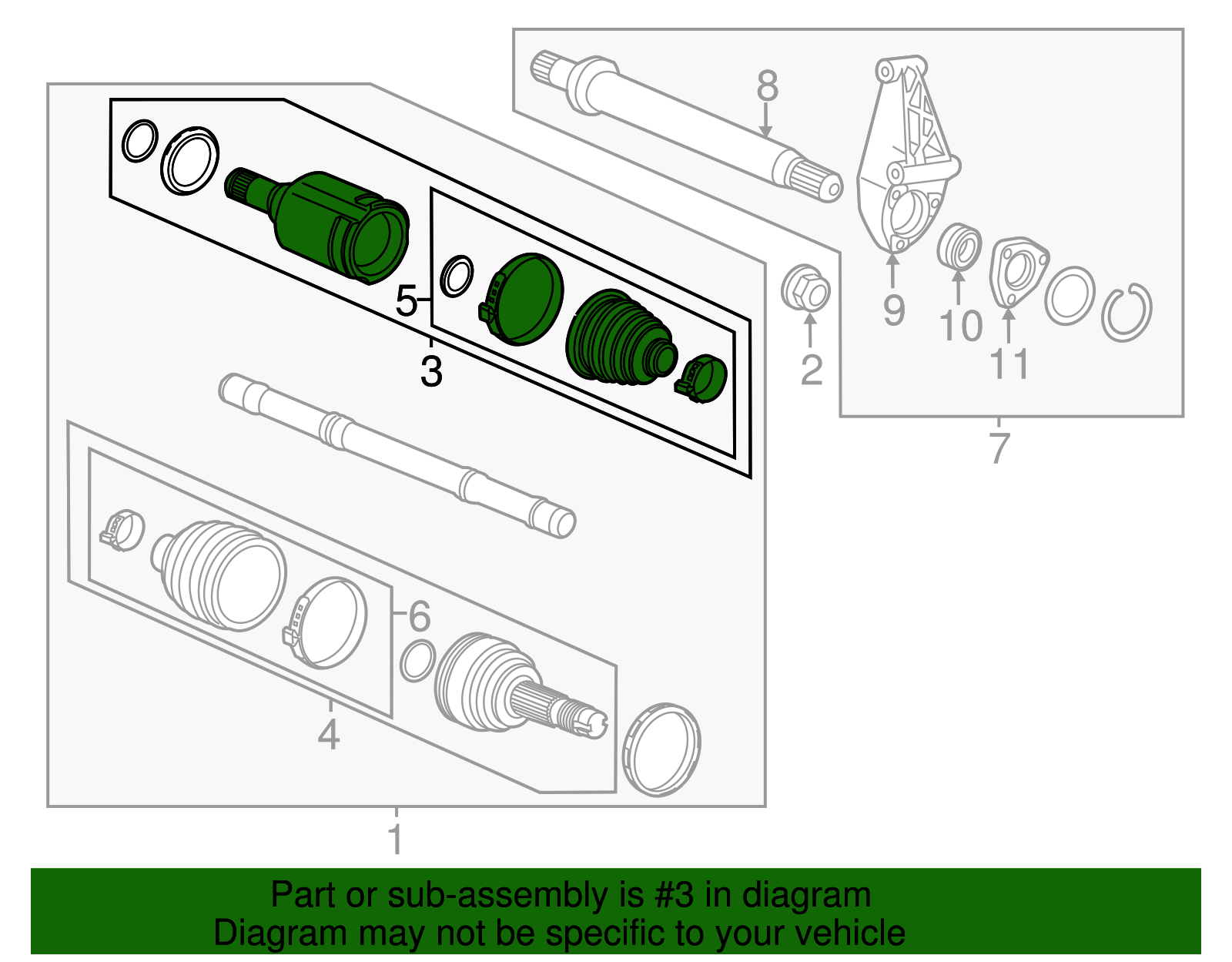 Front Driver Side Wheel Half-Shaft Constant Velocity (CV) Inner Joint - GM (95908482)