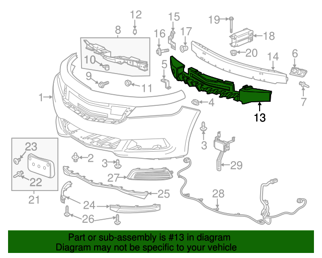 2014-2020 Chevrolet Impala Front Bumper Fascia Energy Absorber 22997123 ...