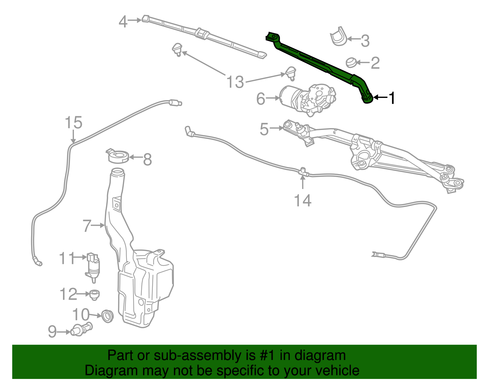 Passenger Side Windshield Wiper Arm - GM (84372500)