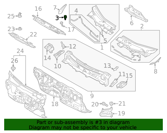 20122021 Mazda Radiator Support Splash Shield Clip BGV456145