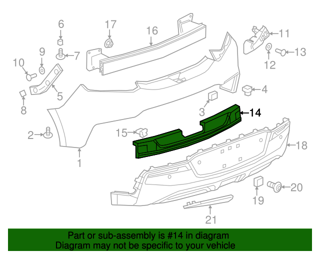20162019 Chevrolet Volt Rear Bumper Fascia Energy Absorber 23208334 GM