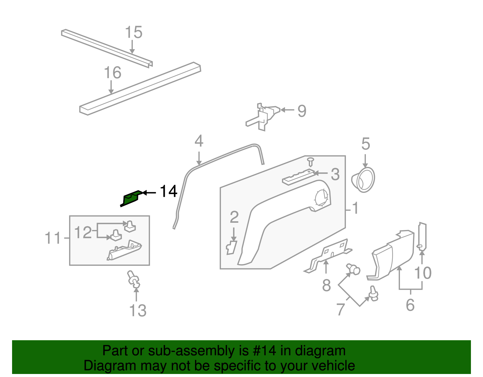 Driver Side Quarter Panel Lower Finish Panel Bracket - GM (94736965)