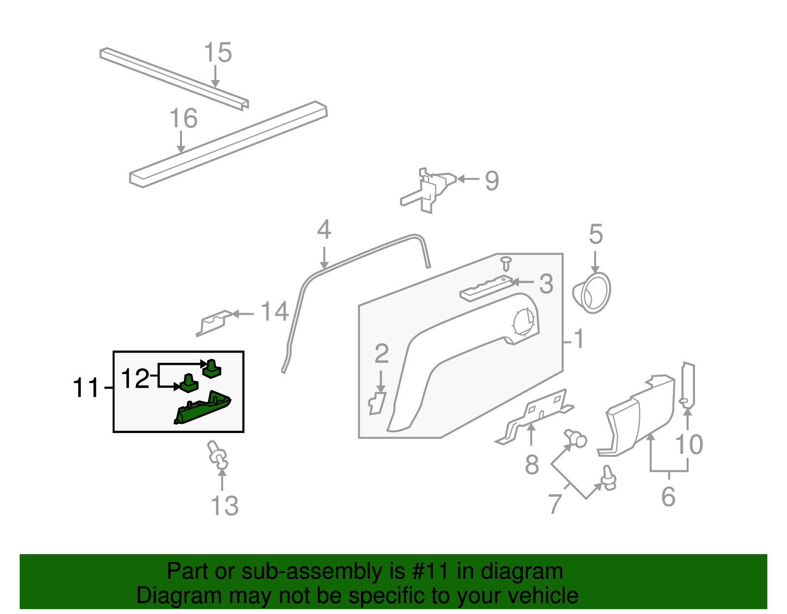 Dark Smoke Gray Driver Side Rocker Panel Rear Molding - GM (94723085)