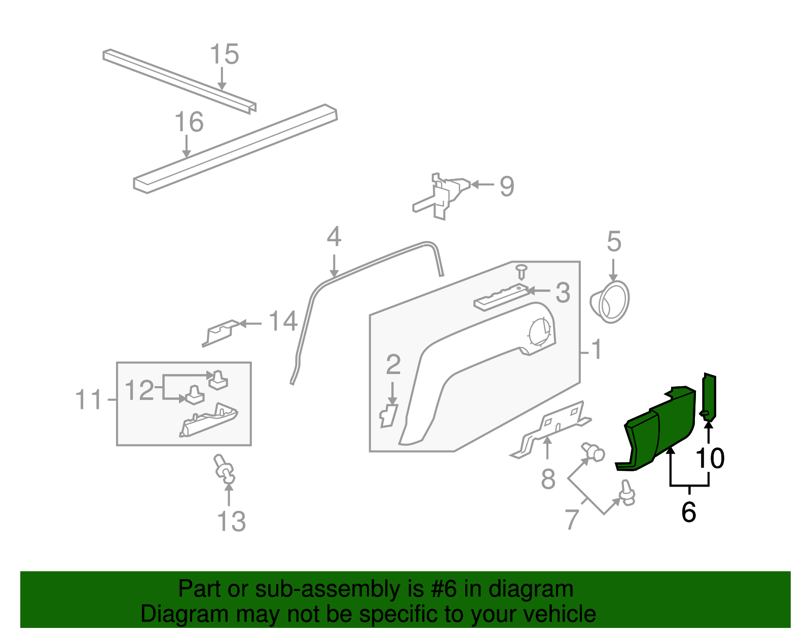 Dark Smoke Gray Passenger Side Quarter Panel Rear Lower Molding - GM (94731864)