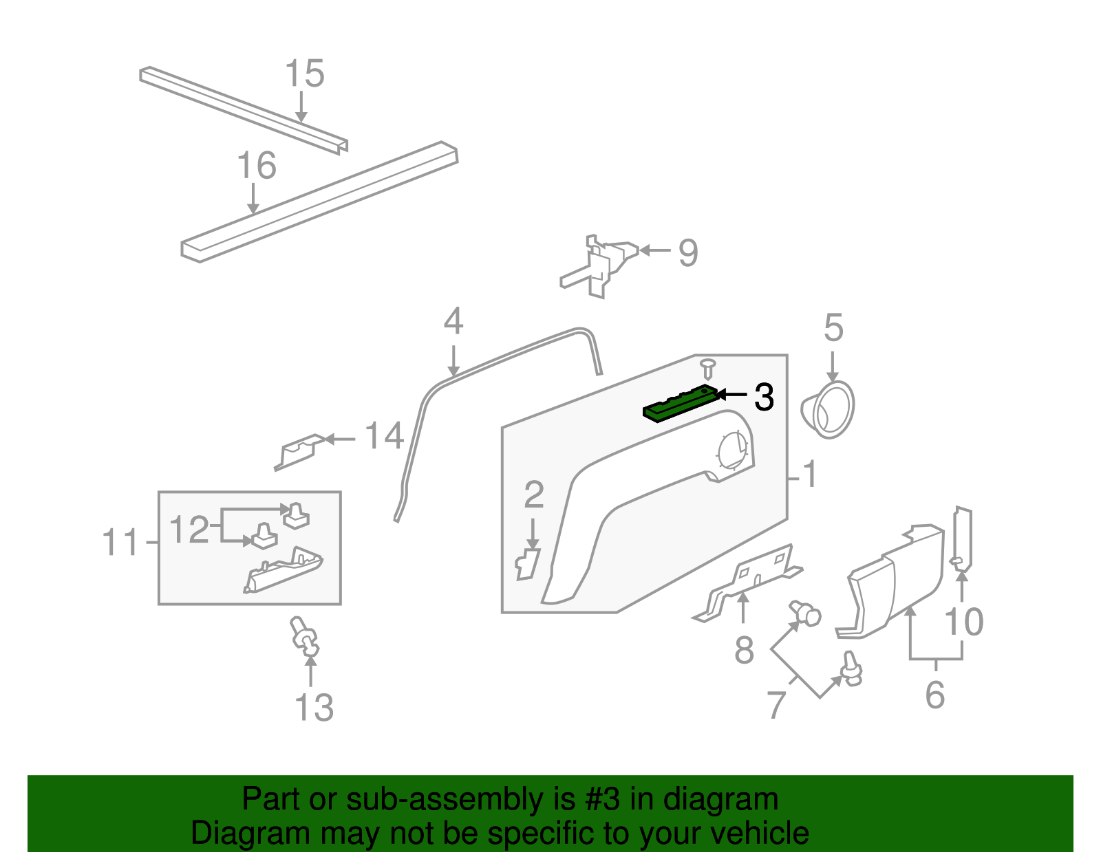 Passenger Side Quarter Panel Lower Finish Panel Bracket - GM (94702104)