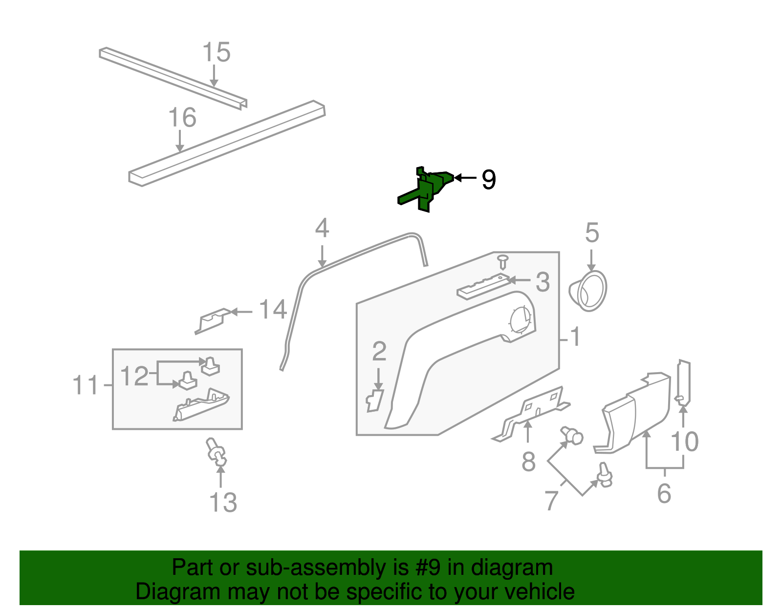 Passenger Side Quarter Panel Lower Finish Panel Bracket - GM (94736966)