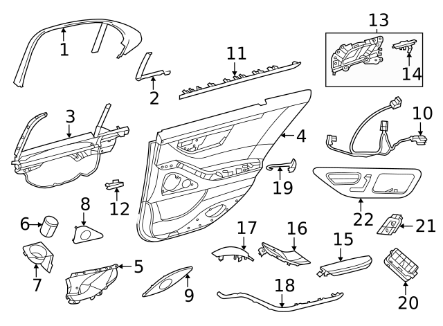223-730-97-06-9K97 - Door Trim Panel Pocket 2021-2024 Mercedes  