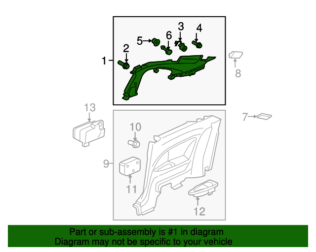 20062008 Honda Civic Garnish Assembly, R Quarter Pillar *YR327L