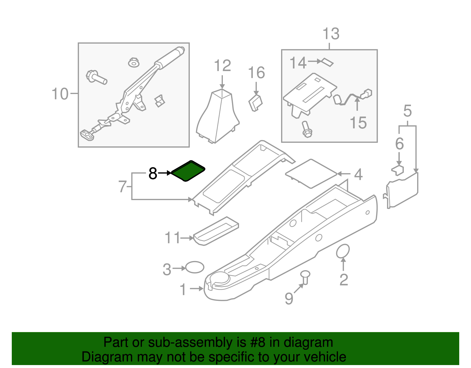 Front Floor Console Storage Tray Mat - GM (96966772)