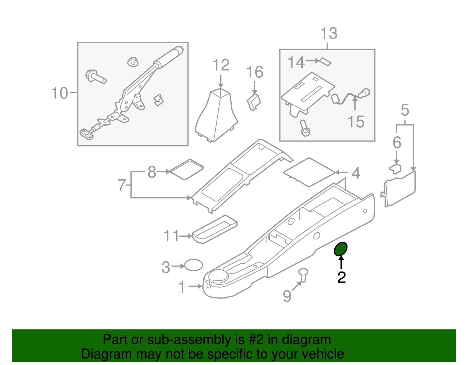 Charcoal Front Floor Upper Console Hole Plug - GM (96814997)
