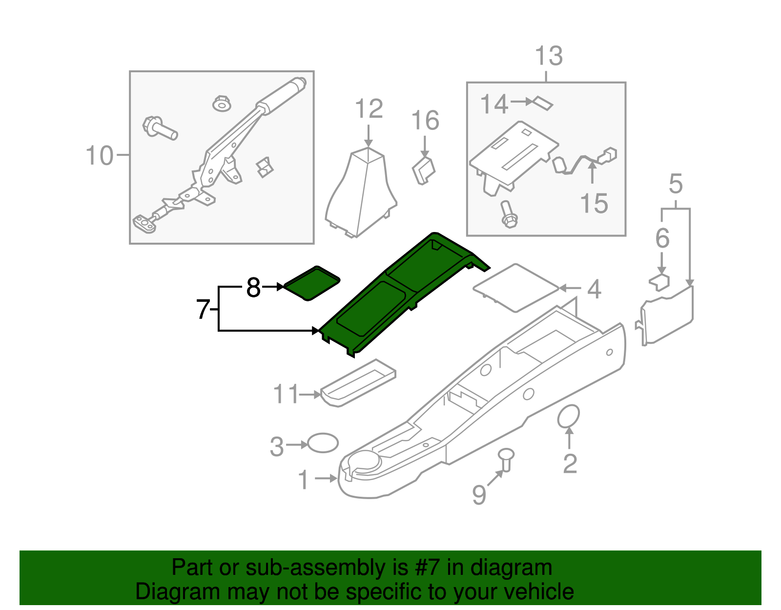 Light Metallic Front Floor Console Cover - GM (96966781)