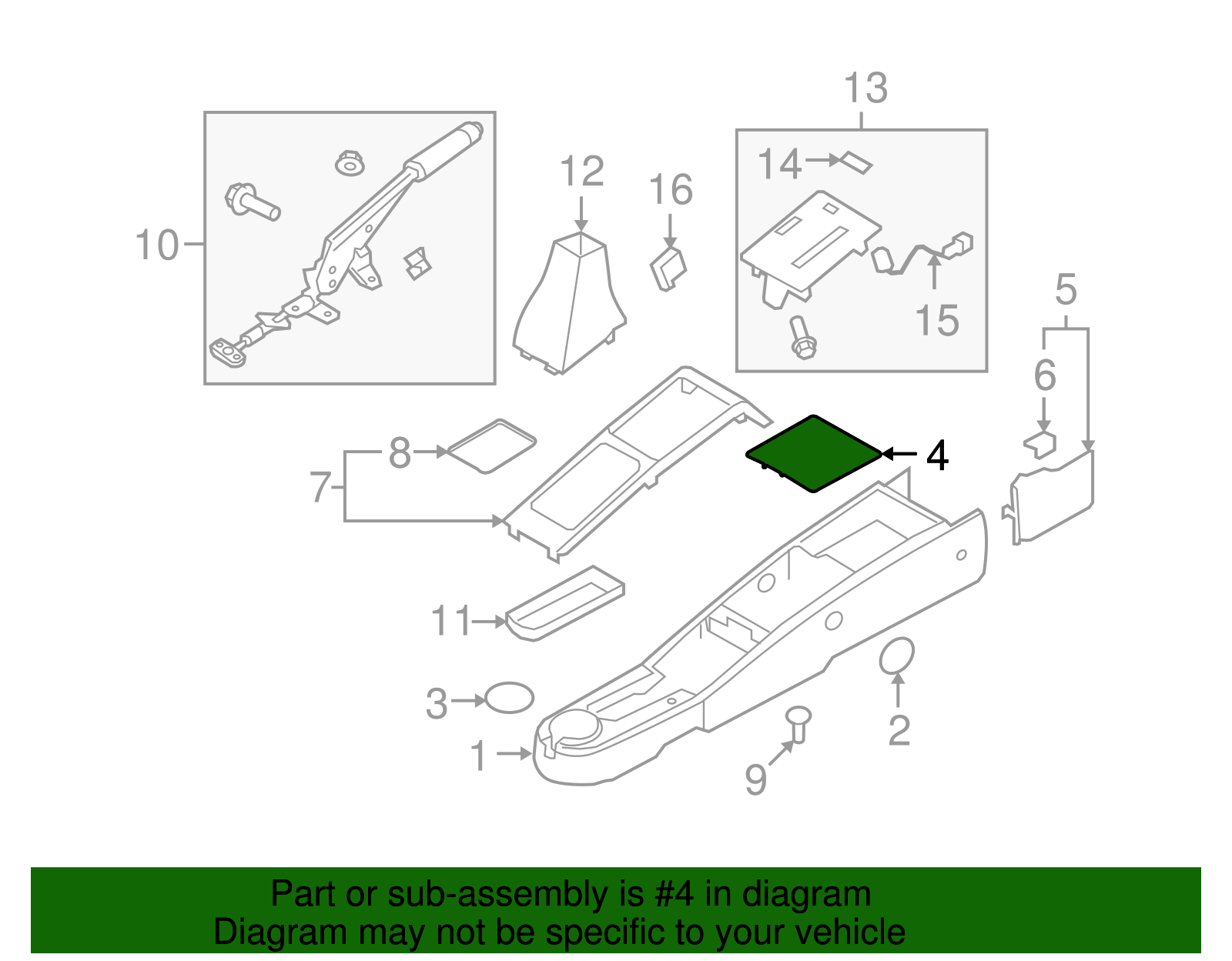 Front Floor Console Trim Plate Mat - GM (96966770)