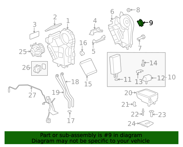 20172022 GM Heating and Air Conditioning Panel Mode Door Actuator