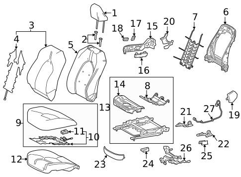 Passenger Seat Components for 2019 Toyota Camry #1