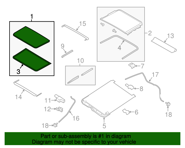 912104BA0A Sunroof Glass 20142020 Nissan Rogue Nissan Factory