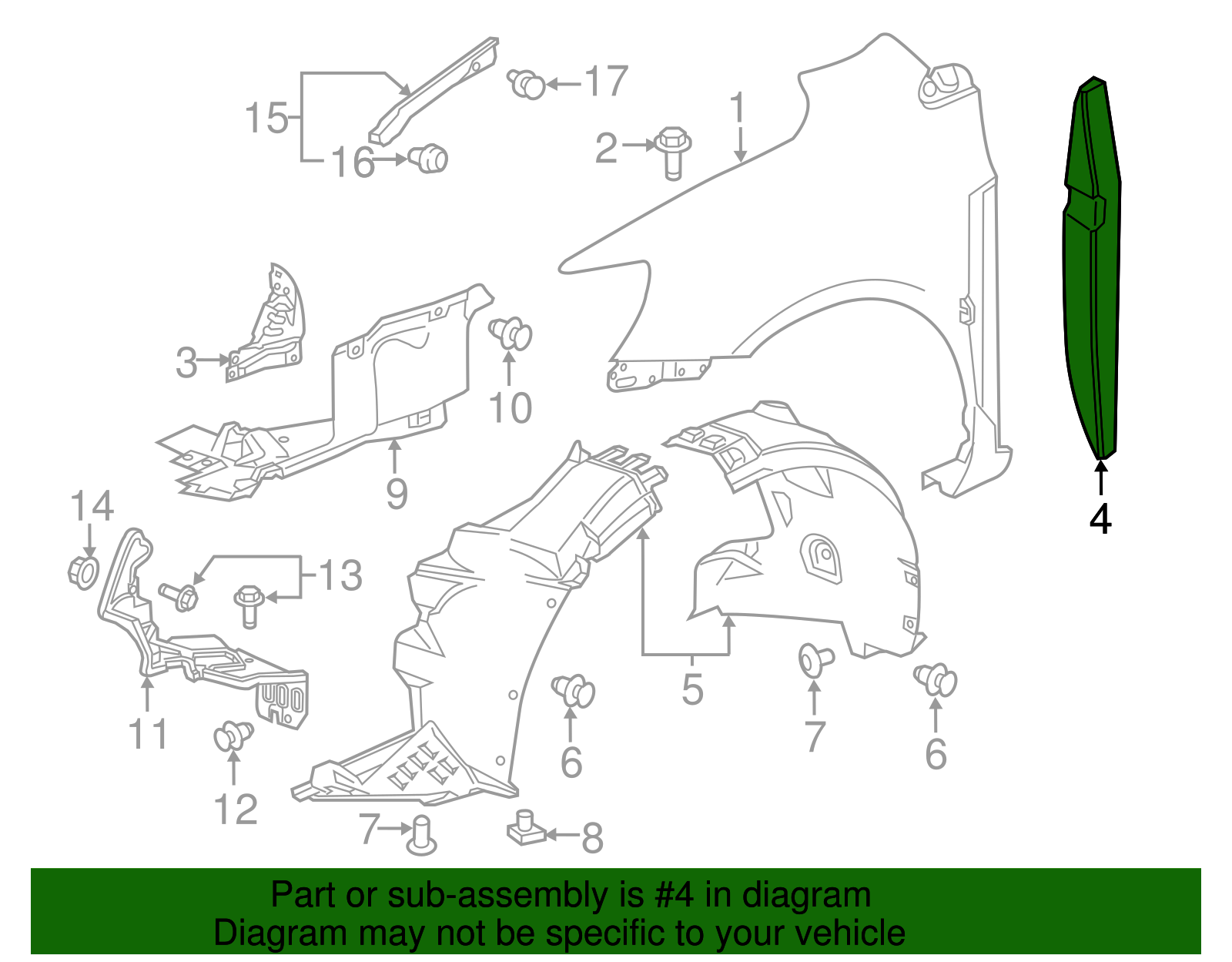Driver Side Fender Insulator - GM (96872987)