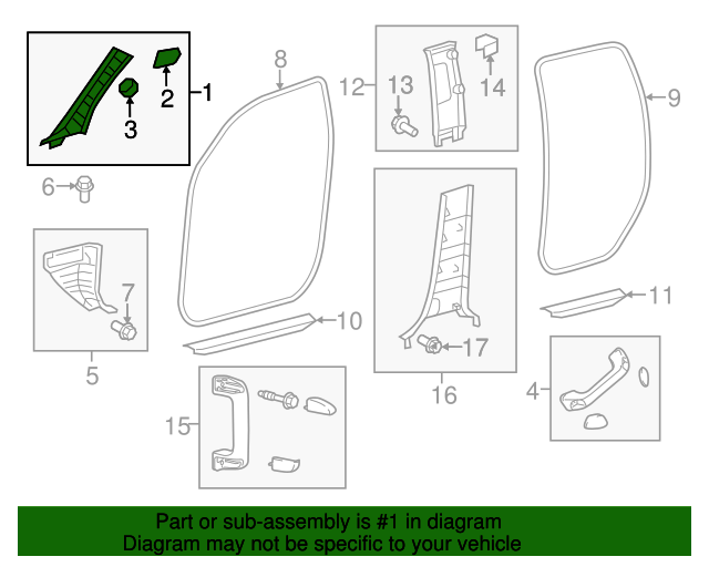 622200C060B0 Body APillar Trim Panel (Left, Front) 20142021