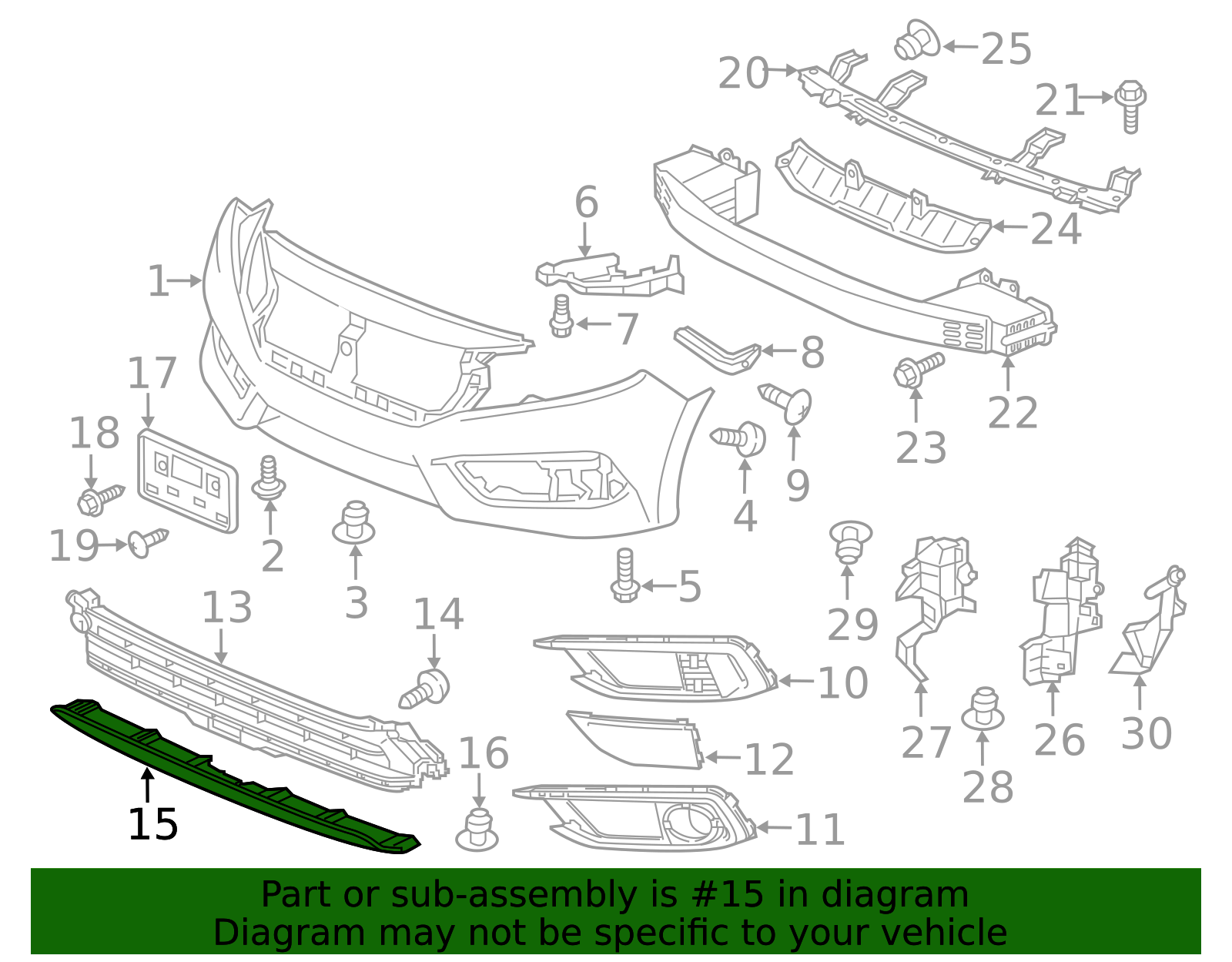 Genuine OEM Honda 71103-TG7-A50 Passenger Front Bumper Garnish – 2019-2021 Pilot, Right Side