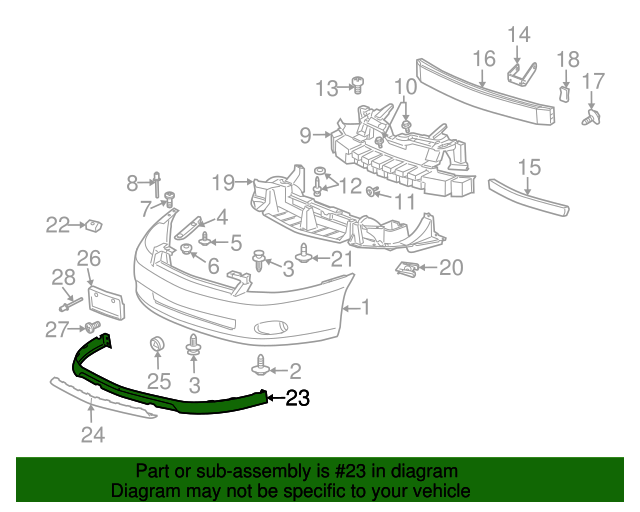 89025789 Front Bumper Fascia Extension 20062007 Chevrolet Monte