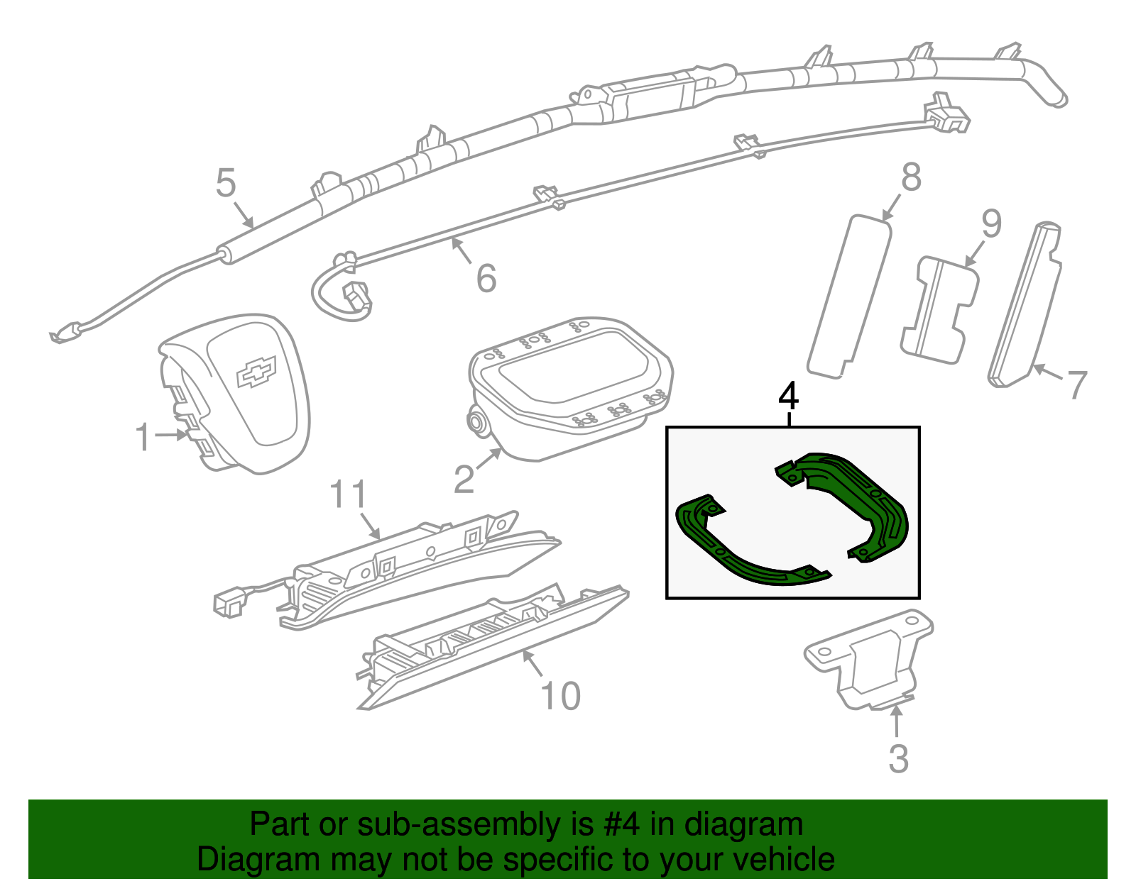 Passenger Side Instrument Panel Airbag Housing Side Bracket - GM (96861996)