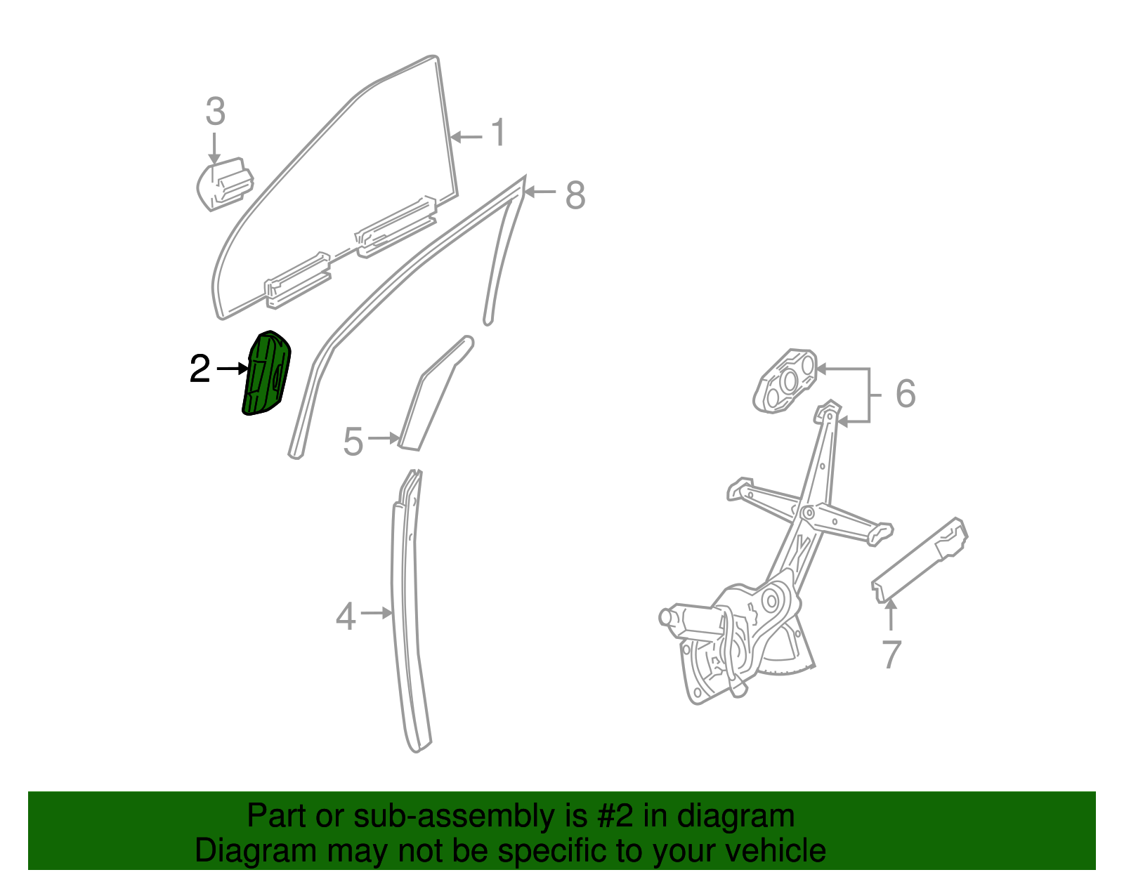 Guide, Rear S/D Wdo Upper *Black - Cadillac (90224897)