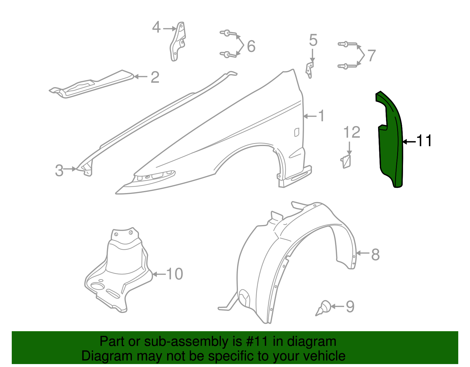 Insulator, Front Fdr Rear - GM (90584211)