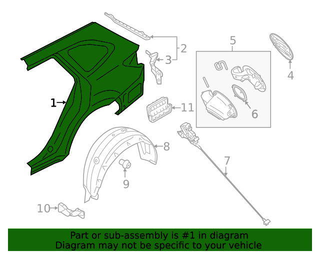 20202022 Subaru Outback Quarter Panel 51439AN03B9P Subaru Parts Store