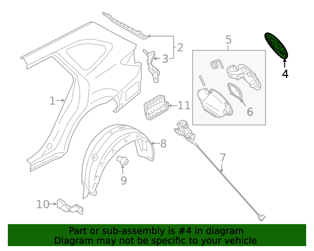 20202023 Subaru Outback Fuel Door 57602AN01A Subaru Parts For You