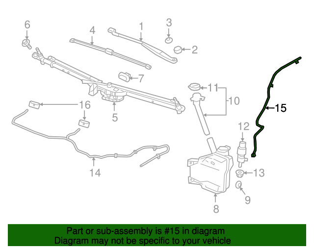 20162019 Chevrolet Cruze Windshield Washer Pump Hose 13390449 GM Parts Online