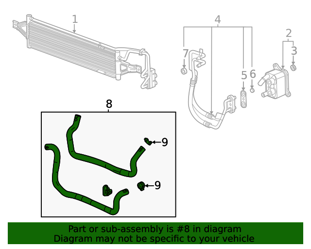 20202023 GM Automatic Transmission Fluid Cooling Heat Exchanger Inlet