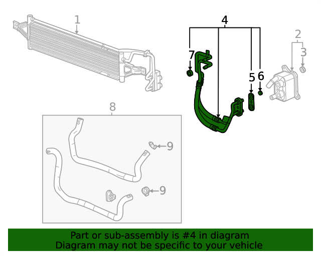 60004634 Transmission Cooler Inlet and Outlet Pipe 20202023 GM