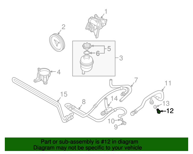 32416852470 19912010 BMW Power Steering Pressure Hose Banjo Bolt (32
