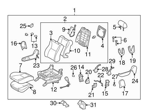 Front Seat Components for 2005 Toyota Matrix #0