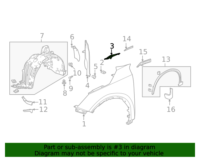 74220TYAA01 Cover R Front Fender Acura Express Parts