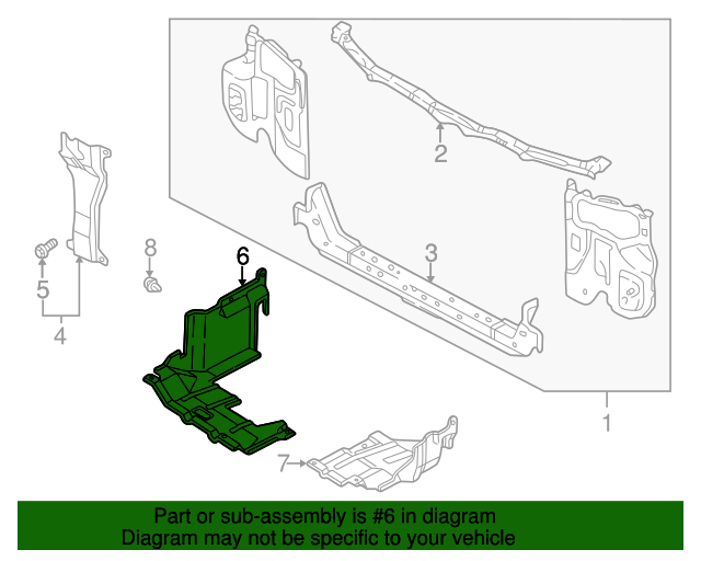0K2A1-56111B - Radiator Support Splash Shield 1998-2004 Kia | Kia.Parts ...