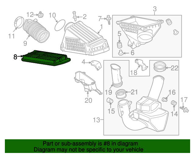 20042008 Acura Element Assembly, Air Cleaner 17220RDAA00 OEMAcuraPart