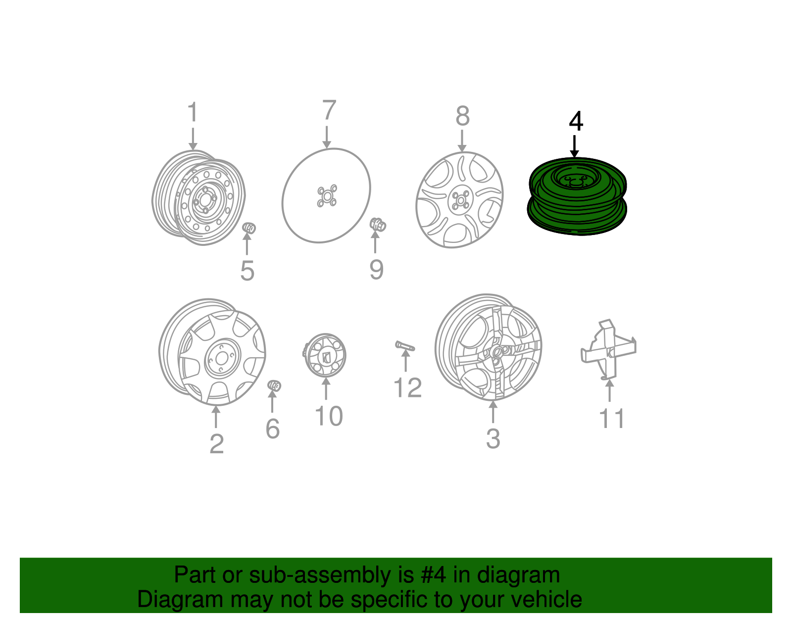 Wheel Assembly, 14X4 Compact Spa              *Black - GM (09593550)