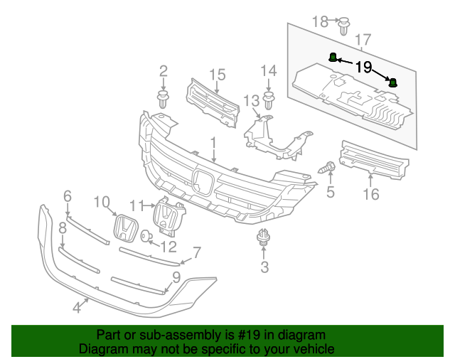 74175-SJA-000 - Sight Shield Cushion - 2006-2017 Honda | Genuine Honda ...