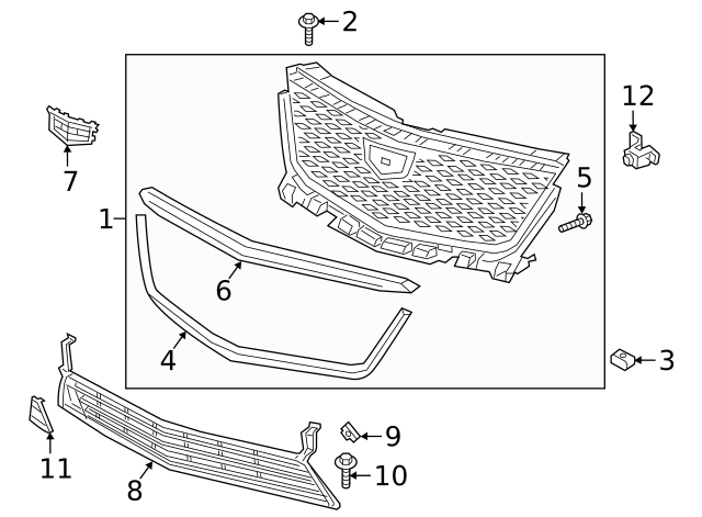 Front Upper Grille For Cadillac XT6 2020-2023 – Without Surround View – Chrome