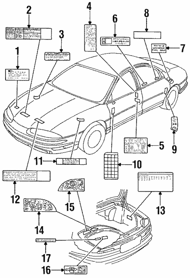 1997 Oldsmobile Aurora Vehicle Emission Control Information Label