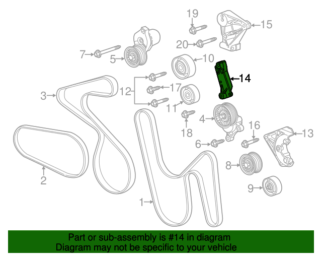 20092015 GM A/C Drive Belt Idler Pulley Bracket 12606501 GM Outlet