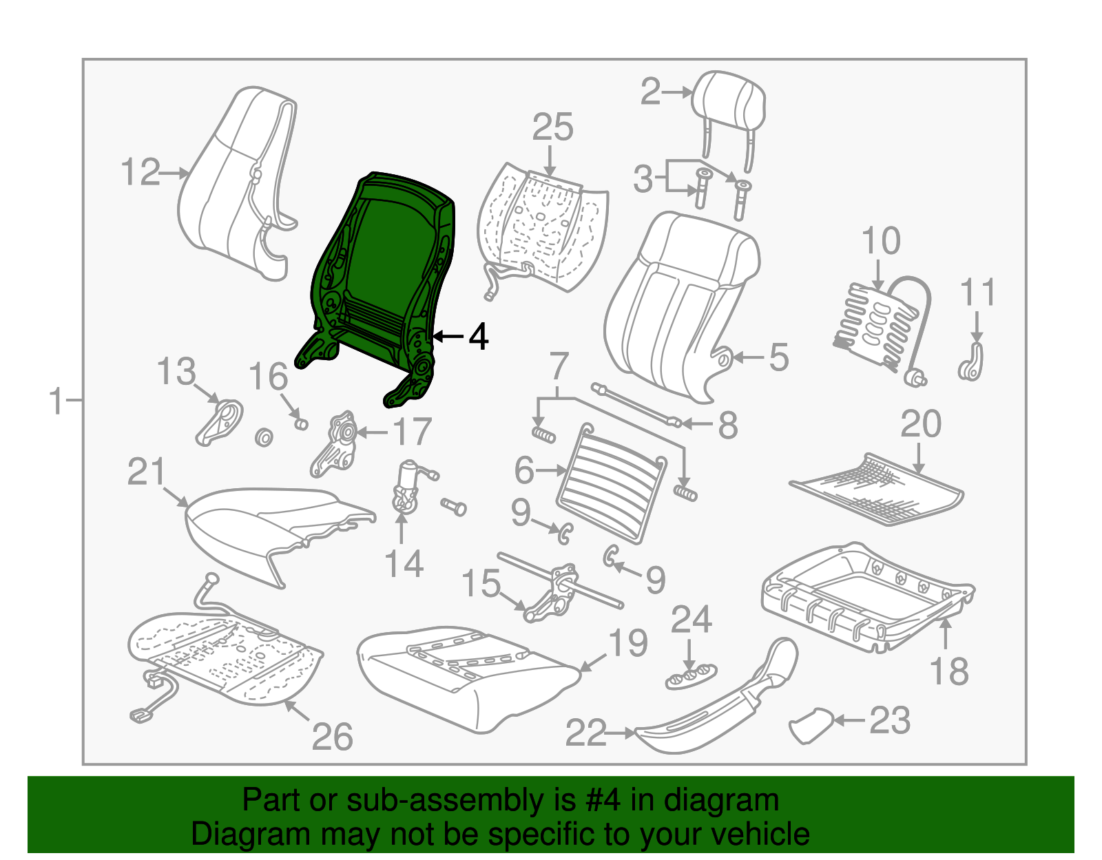 Frame Assembly, P/Seat Black Cushion - GM (09134703)