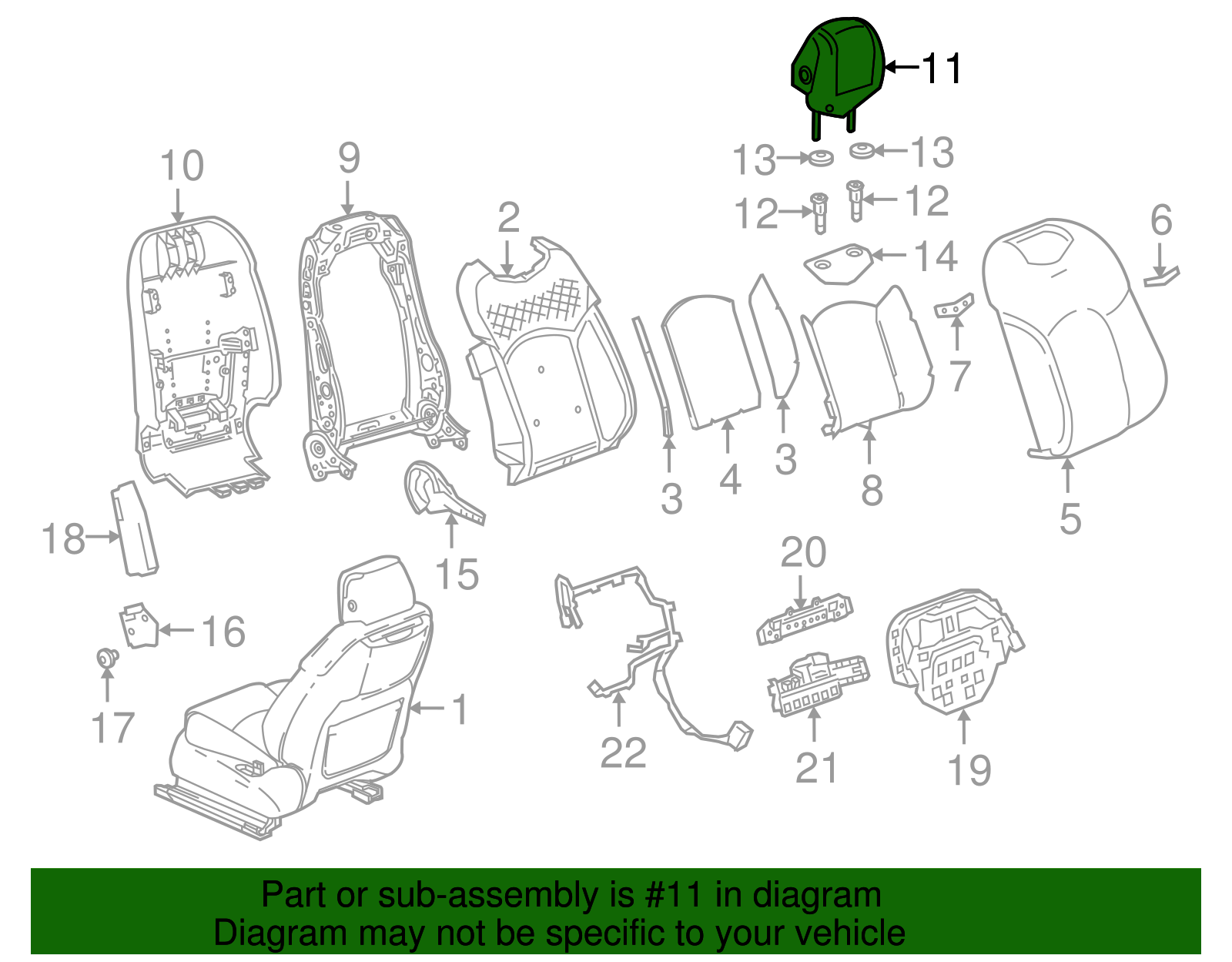 Light Neutral Front Seat Head Restraint - Cadillac (84107600)