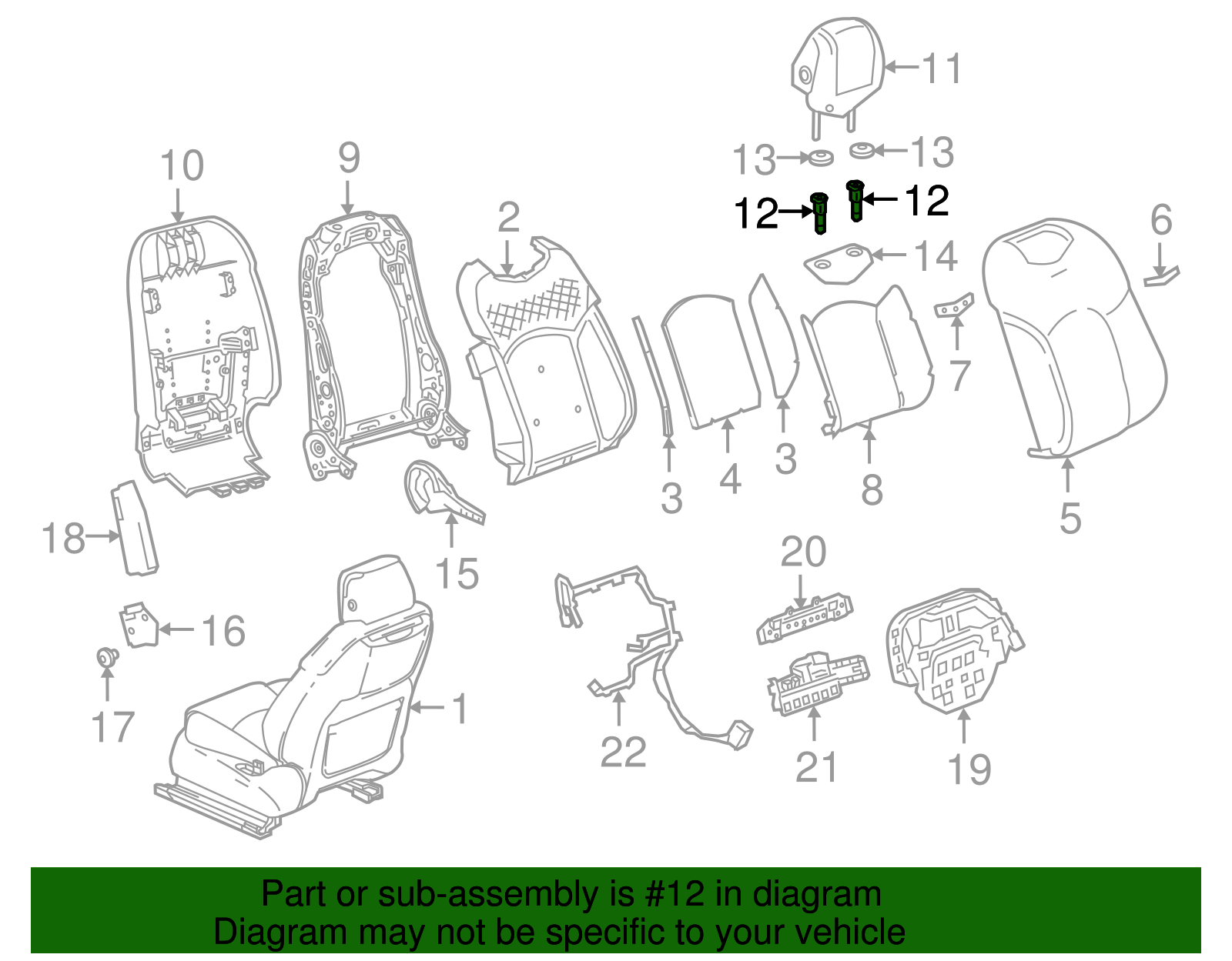 Jet Black Front Head Restraint Guide - GM (96958057)