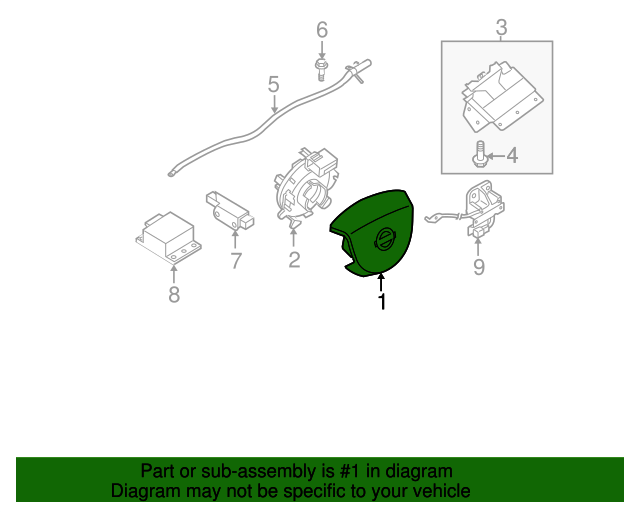 20102013 Nissan Altima Steering Wheel Air Bag 98510ZX22C