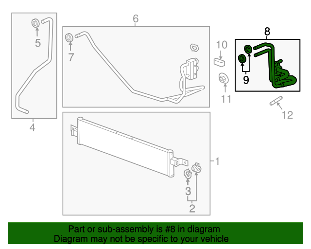 84132338 Automatic Transmission Fluid Cooler Inlet and Outlet Line