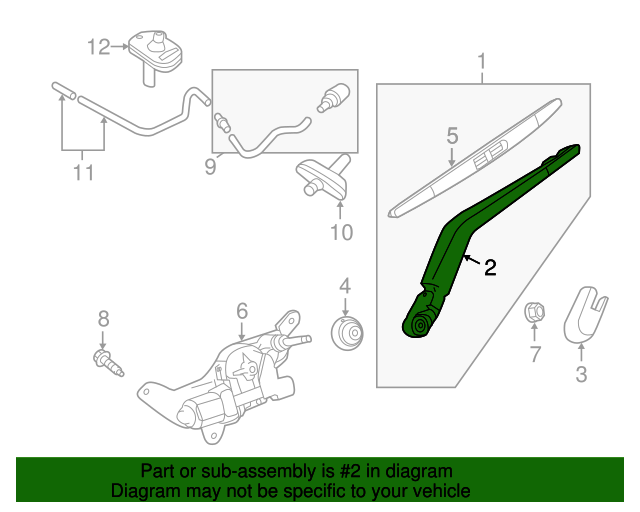 20142019 Nissan Versa Note Wiper Arm 287813WC0A Nissan Parts Plus