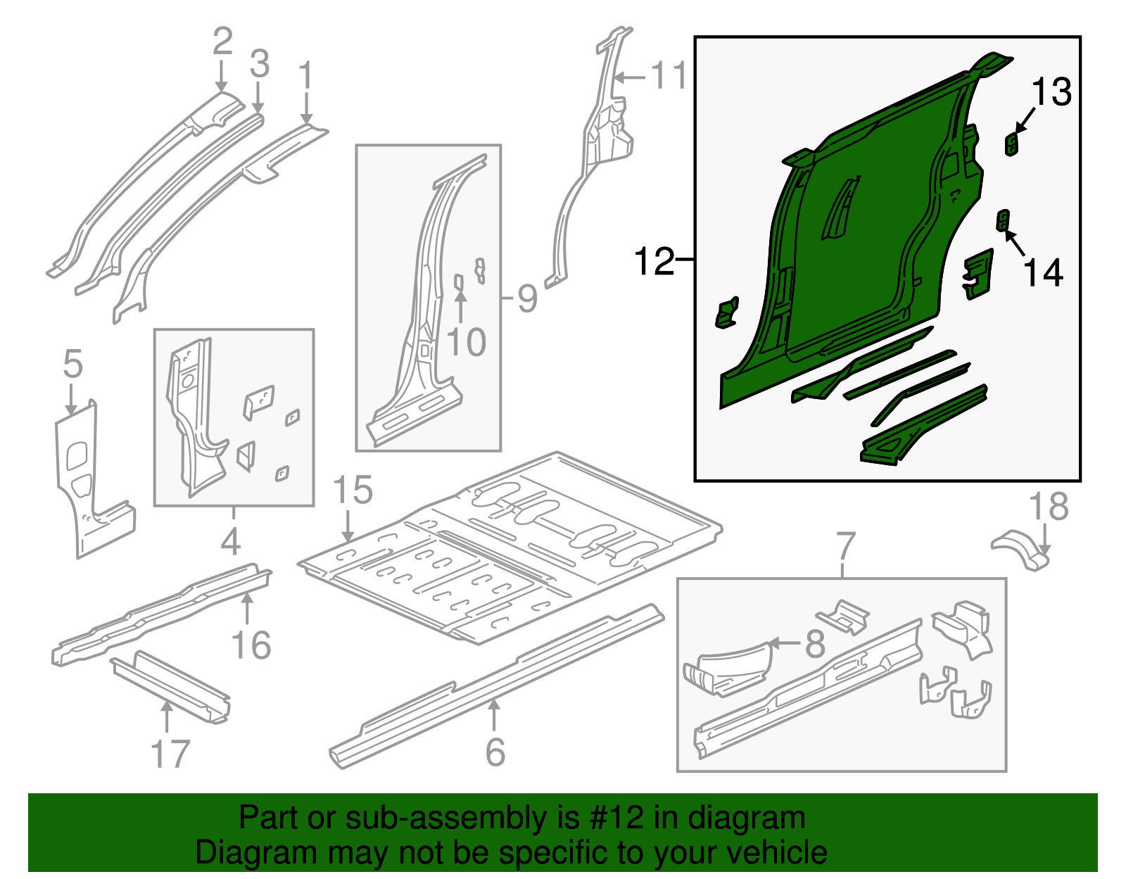 Frame Assembly, Body Side (Swb-Left-hand-W/O Dr) - GM (12369545)