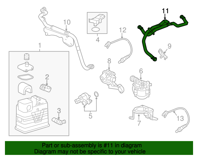 2014 Chevrolet Impala Secondary Air Injection Pump Inlet Hose 23114563